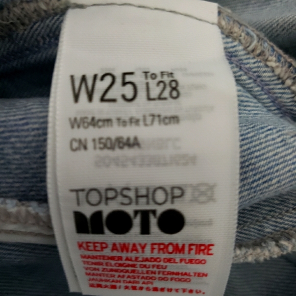 Moto Capri Pants Light Denim Drawstring Elastic Waistband Size 25 - Picture 8 of 9